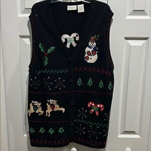 Holiday Editions Black Festive Sweater Vest